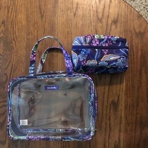 VERA BRADLEY 2 Piece Cosmetic Organizer Floral Bursts Set Case Travel Bags